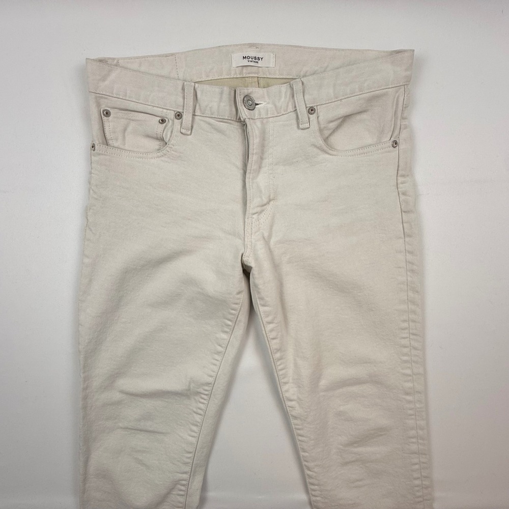 Moussy Vintage Made in Japan Cream Split Hem Slim Straight Jeans Size 30